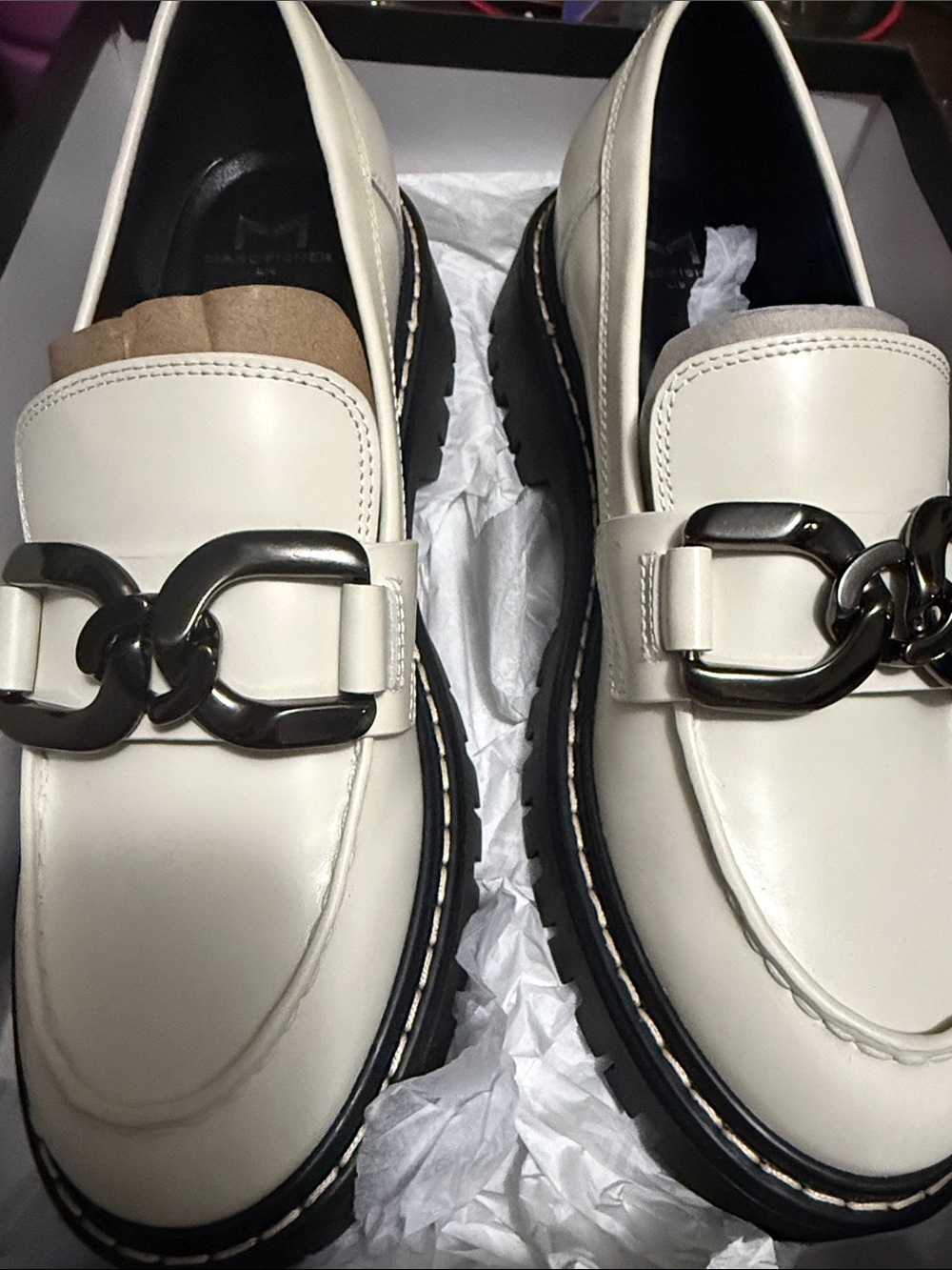 Marc Fisher Black and Cream chunky shoe. New size 7.5